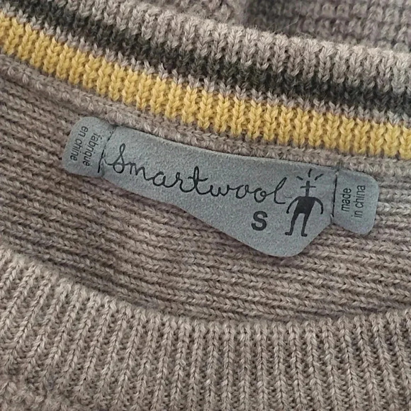 Smartwool Crewneck Sweater Beige Men's Small 100% Merino Wool - Picture 5 of 6